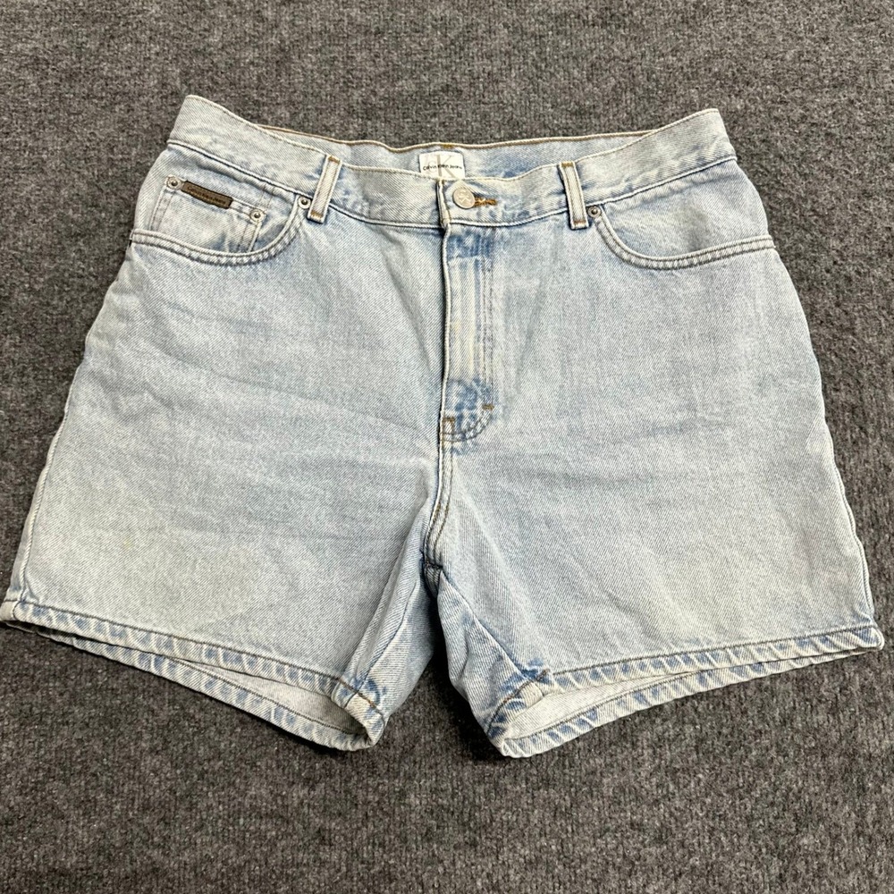 Calvin Klein Jeans Shorts Womens Size 12 Light Wash Blue Denim High Waist Casual